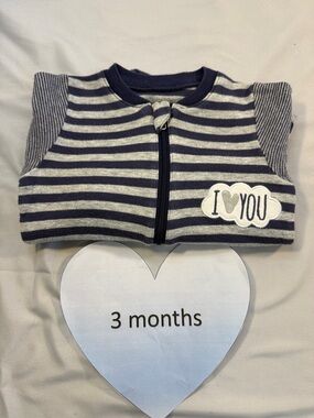 Tuffy Striped Baby Sleeper with “I ❤️you” Patch